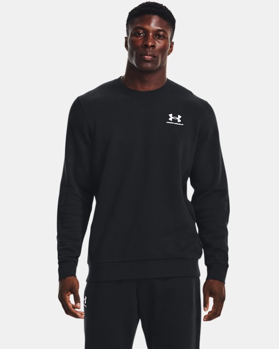 เสื้อคอกลม UA Essential Fleece สำหรับผู้ชาย in Black image number 0